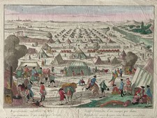 Repraesentatio castrorum a tergo Probst altkol. Guckkasten-Kupferstich - 18. Jh.