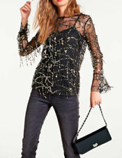 NEU - HEINE - GR. 42 - Abend-Netzshirt + Top schwarz-gold