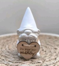 Deko Figur Wichtel Zwerg Weiß Raysin Weihnachten Wichtelig Handgemacht Holz 