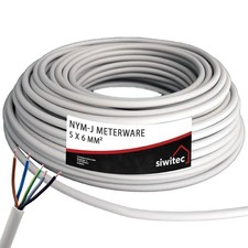 NYM-J Stromkabel 5 x 6 mm²  1-100 m NYM Kabel Mantelleitung Feuchtraumkabel 5G6 