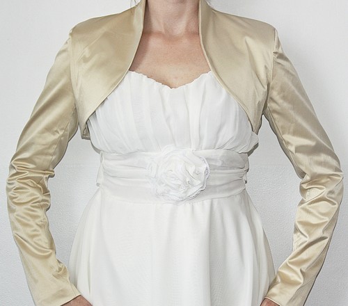 Satin bolero langarm beige - bolero,