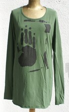 Rundholz DIP, Shirt, Tunika, grün mit schwarzem mit Druck, Größe L, Baumwolle De