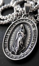 Jungfrau Maria Anhänger Edelstahl Kette Kreuz Herz Jesus Christus Religion 222B