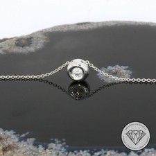 Wert 520,- Hauchzartes Solitär Brillant Damen Collier 750 Weiß Gold T0006 xxyy