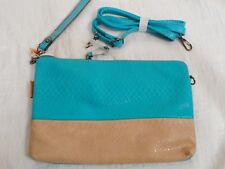 Clutch Sand Türkis Kunstleder 26 cm x 4 cm x 18 cm Schlangen Optik 