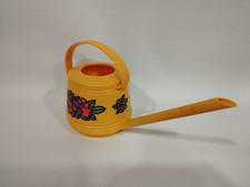 Kleine Gießkanne, Emsa, Ocker, Eigelb, Blumenmuster, 70'ziger Jahre, TOP