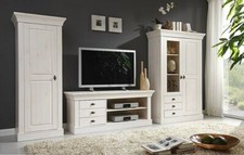 Massivholz Wohnwand weiß