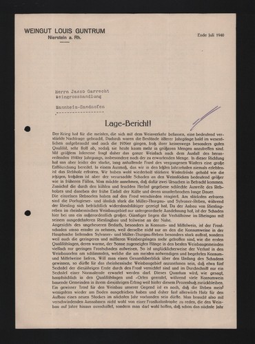 Nierstein brief 1940 weingut - brief, 1940,