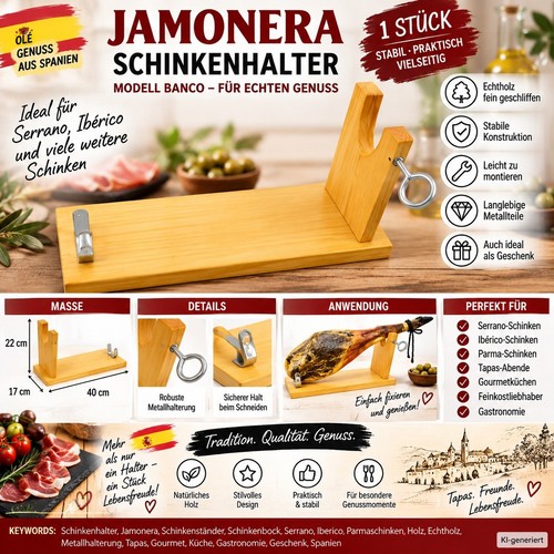 Jamonera schinkenhalter holz - schinkenhalter,