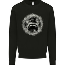 Verrücktes Gesicht Gothic Totenkopf Biker Motorrad Herren Sweatshirt Pullover