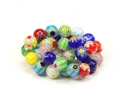 Millefiori glasperlen rund - millefiori,