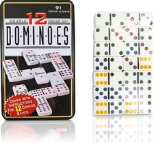 Doppel 12 Domino in Metalldose