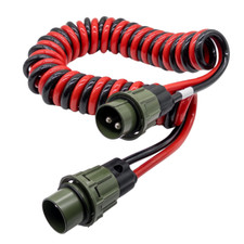 2-polig NATO Spiralkabel / Elektrowendel  2x35mm² 4 Meter  12V / 24V mit Stecker