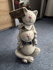 Katze Katzen Deko Figur Draußen Welcome