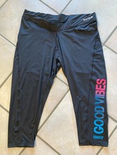 NEUWERTIG DAMEN-SPORTS-7/8 TIGHT-LEGGINGS Gr.2XL/48/50 SCHWARZ/PINK/BLAU SCHRIFT