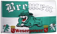 Fahne Fanflagge Bremen Bulldogge Weserpower Flagge Bremer Hissflagge 90x150cm