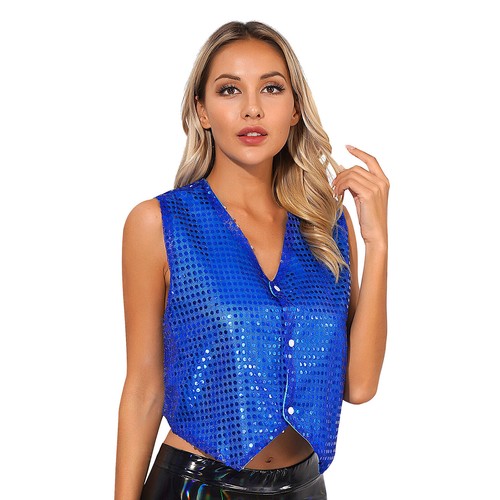 Damen pailletten weste - de,
