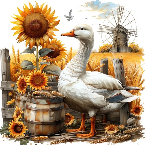 Wandbild gans bauernhof - gans, herbst