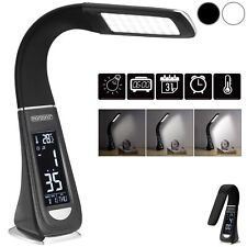 Schreibtischlampe Tischlampe Nachttischlampe LED Dimmbar Wecker Thermometer Uhr