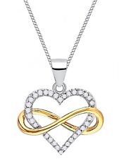 Halskette Gold Unendlichkeit Herz 925 18K vergoldet mit Zirkonia Damen Kette 45