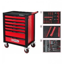 KS Tools RACINGline Werkstattwagen SCHWARZ/ROT mit 215 Werkzeugen