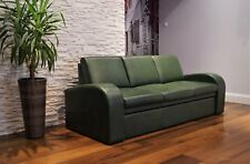Grün Echtleder Rindsleder 3 Sitzer Sofa Couch Schlaffunktion 100% Echt Leder 