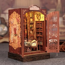 DIY Bücherecke Kit Miniatur Holz Puppenhaus mit Licht Bücherregal Einsatz Dekorat