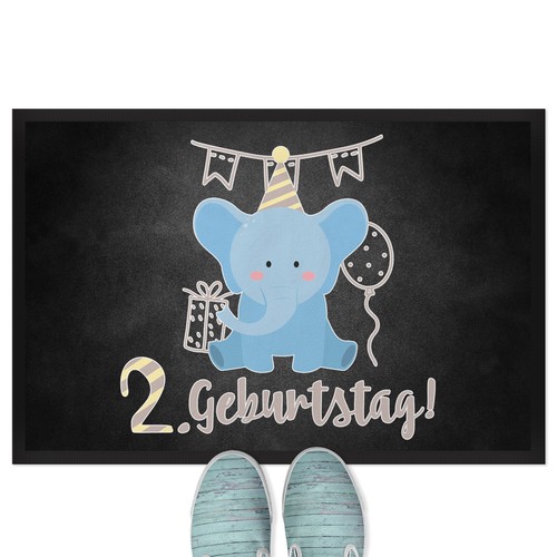 Geburtstag blauer elefant - 2., geburtstag,