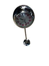 Stand Uhr + Wecker Design Wohnzimmer Retro  Analog Vintage Bahnhof Chrom Kugel