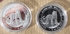 2 X  Somalia 2022 Leopard 2 X 1 OZ Silber 999 