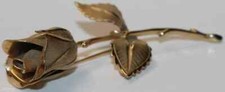 A0311 - Solide elegante Brosche Rose Vergoldet Giovanni Schmuck Design - 7,3 cm