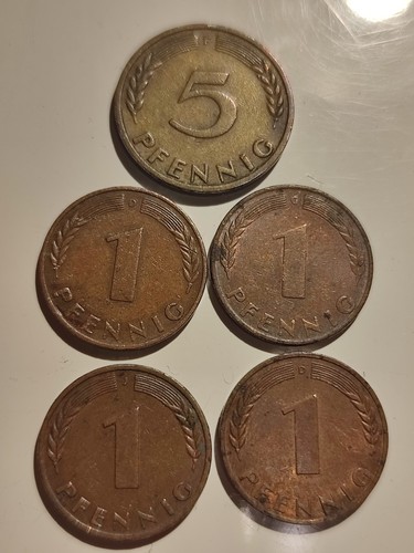Pfennig münzen konvolut - 5+1, pfennig-münzen