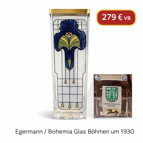 Art déco glasvase böhmen - glasvase,