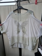 Bluse Tunika Überwurf Shirt LAGENLOOK nebelfarben Einheitsgröße Viskose?