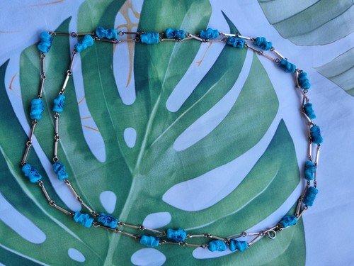 Lange halskette mit blauen - halskette,