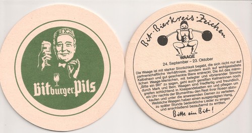 Bitburger alter bierdeckel - bitburger,