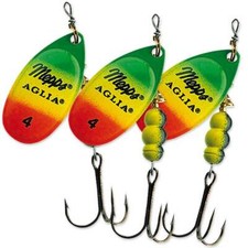 Mepps Aglia Tiger Spinner - grün/gelb/rot - 3,5-11g - versch. Größen - 3Stück