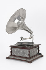 Trichtergrammophon Silber Grammophon his Masters Voice Tischgrammophon Grammofon
