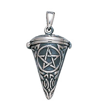 Peter Stone 925 Silber Pentagramm Anhänger zum Öffnen Phiole keltische Knoten