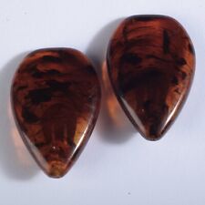 Paar Ohrclips Clips Bernstein orange leicht Mode Schmuck Vintage Clip 80er 90er 