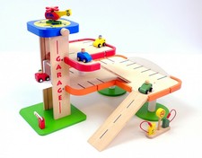 Parkhaus 3 Ebenen + 4 Spielzeugautos Parkgarage Car Service Holzparkhaus parken