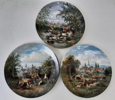 3er Set: Wandteller Seltmann Porzellan, Tiere unseres Dorfes, Retro Nostalgisch 