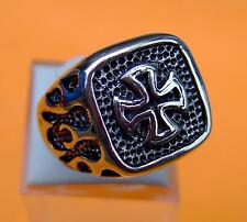 EISERNES KREUZ SIEGELRING EDELSTAHL TEMPELRITTER STAINLESS STEEL GOTHIC BIKER