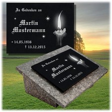 Granit Grabplatte Grabtafel Grabschmuck 40x30 cm Wunsch Gravur Grabstein - gg31s