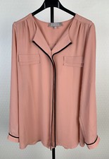 THOM Thomas Rath Damen Gr. 40 Bluse Georgette Hemdbluse langarm Shirt rosa 9A5