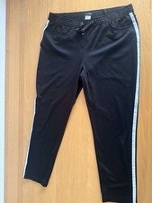 Mia Moda Schlupf Stoffhose mit seitlichen Streifen Schwarz