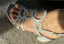 Damen Glitzer Sandalen Silber