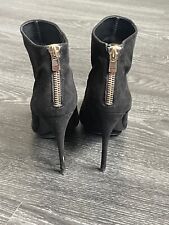 ZARA High Heel Stiefelette Ankle Boots, schwarz, Velours, Gr. 40, Absatz 12 cm