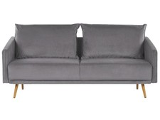 Modernes 3er Retro-Sofa aus Samtstoff in Grau Maura
