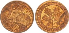  Fehlprägung 2 Cent 2010 F auf 1 Cent Rohling !!! prägefrisch   64836